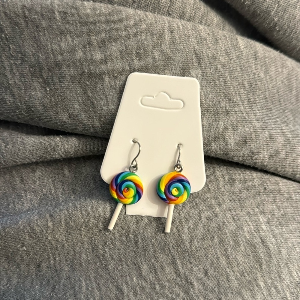 🛍️BUNDLE 3 for $17 RAINBOW LOLLIPOP cute earrings kawaii food animal - Picture 1 of 1